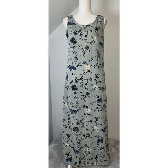 VTG Women’s Maxi Floral Tank Dress Blue Medium - Picture 10 of 10